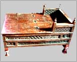 wooden iron bed