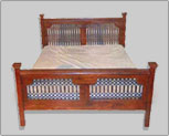 wooden iron bed