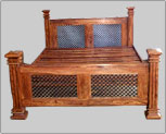 wooden iron bed